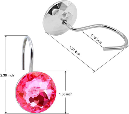BEAVO 12 Pcs Crystal Shower Curtain Hook, Decorative Shower Curtain Ring