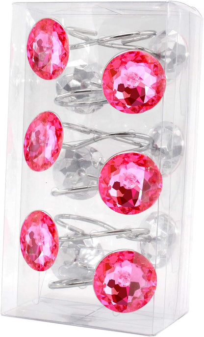 BEAVO 12 Pcs Crystal Shower Curtain Hook, Decorative Shower Curtain Ring