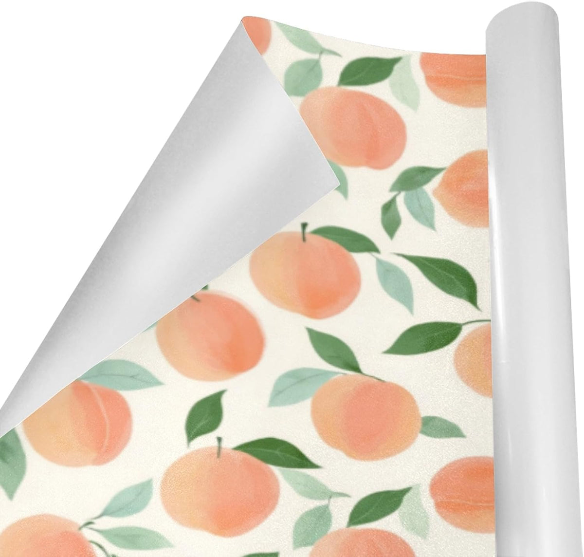 Cute Peach Pattern Design Birthday Wrapping Paper Roll, Mini Roll Gift Wrap Perfect for Weddings, Brides, Holidays, Baby Showers - 58 x 22.8 inches