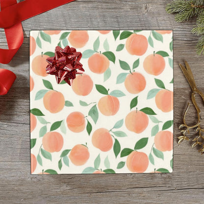 Cute Peach Pattern Design Birthday Wrapping Paper Roll, Mini Roll Gift Wrap Perfect for Weddings, Brides, Holidays, Baby Showers - 58 x 22.8 inches
