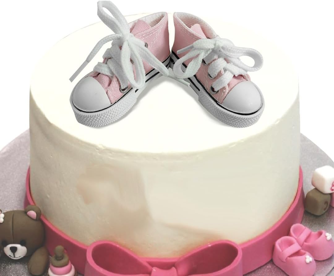 Pink Shoes Cake Toppers Girl Shoes Cake Decorations with Cute Pink Shoes for Baby Shower Party (Pink Shoes)
