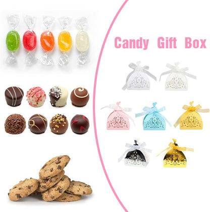 Katutude 50 Pcs Wedding Favor Boxes Baptism Favor Boxes Chocolate Candy Gift Box Small Empty Candy Box Paper Gift Boxes for Bridal Shower Anniverary Birthday Party
