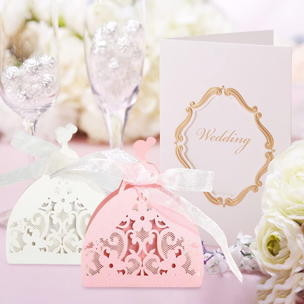 Katutude 50 Pcs Wedding Favor Boxes Baptism Favor Boxes Chocolate Candy Gift Box Small Empty Candy Box Paper Gift Boxes for Bridal Shower Anniverary Birthday Party
