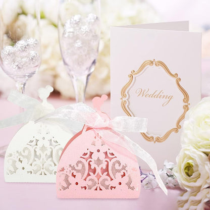 Katutude 50 Pcs Wedding Favor Boxes Baptism Favor Boxes Chocolate Candy Gift Box Small Empty Candy Box Paper Gift Boxes for Bridal Shower Anniverary Birthday Party