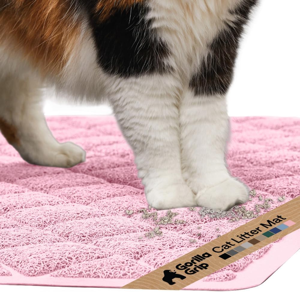 Cat Litter Box Mat, Coiled Mesh Trapping Mats 17x11 Light Pink