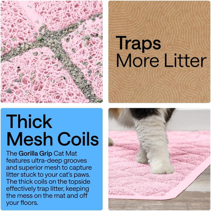 Cat Litter Box Mat, Coiled Mesh Trapping Mats 17x11 Light Pink