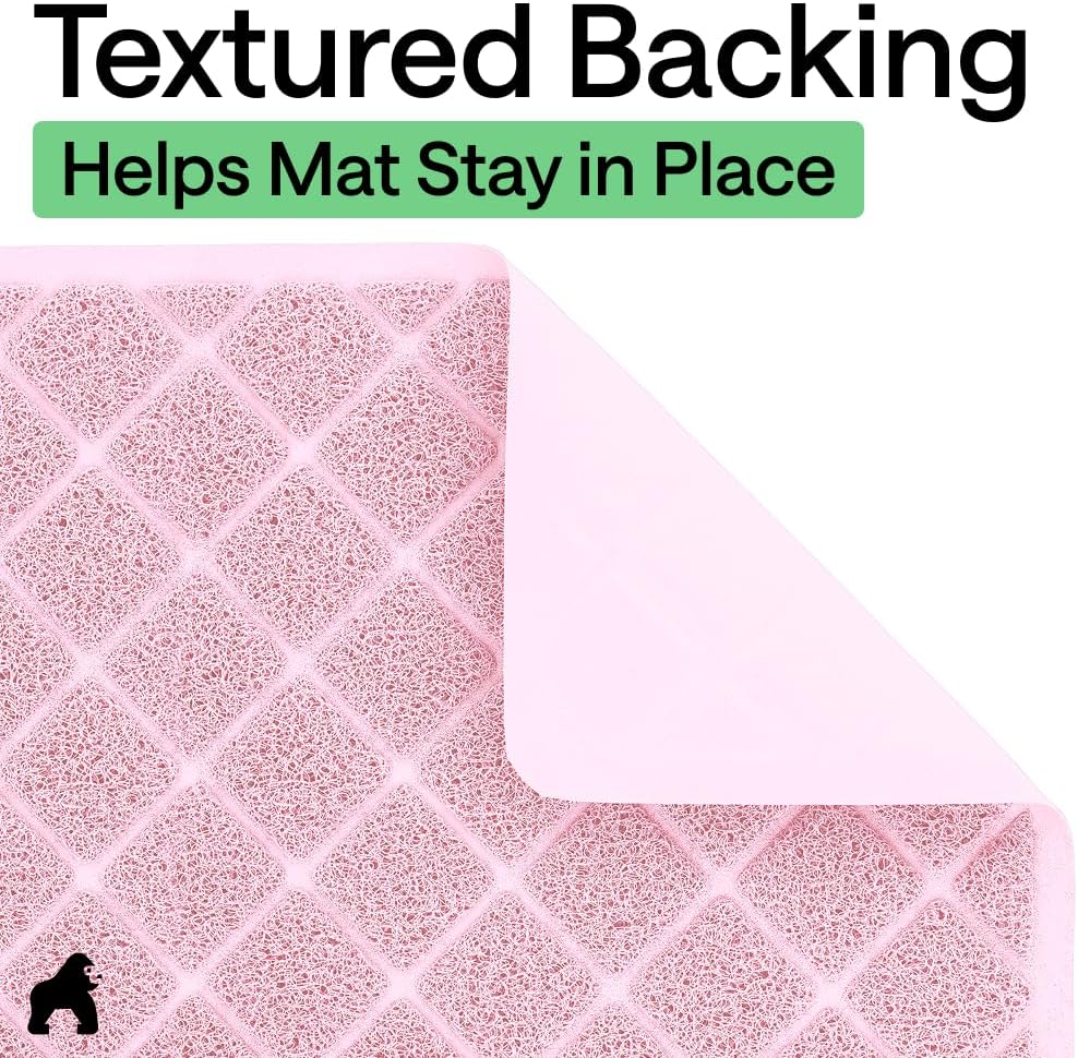 Cat Litter Box Mat, Coiled Mesh Trapping Mats 17x11 Light Pink