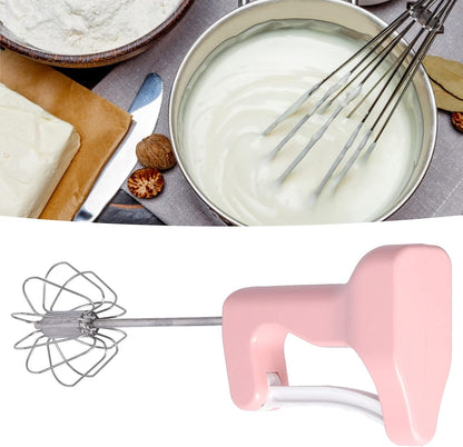 Semi Automatic Egg Beater, 11.8 Inches Handheld Cream Blender with Ergonomic Comfortable Grip, Efficient for Home Kitchen Baking, Stainless Steel ABS Pink