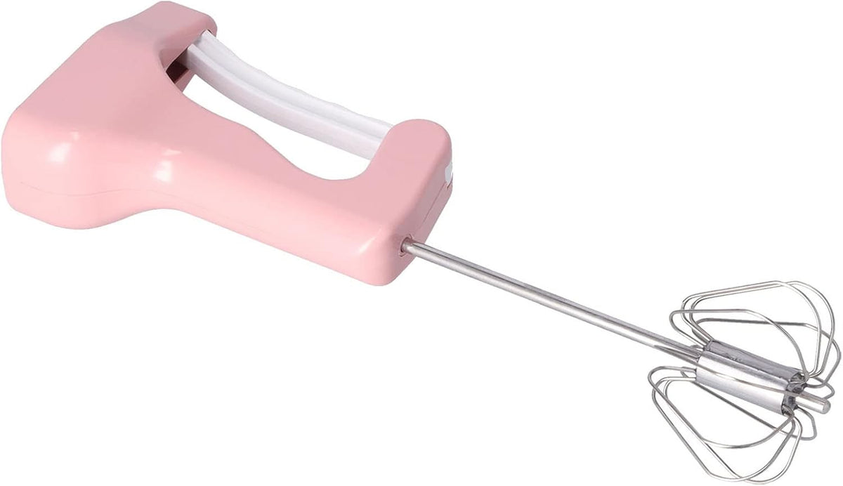 Semi Automatic Egg Beater, 11.8 Inches Handheld Cream Blender with Ergonomic Comfortable Grip, Efficient for Home Kitchen Baking, Stainless Steel ABS Pink