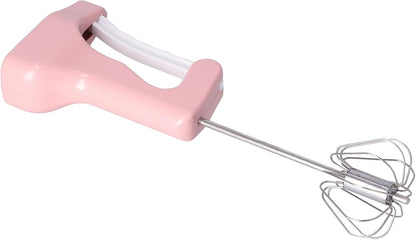 Semi Automatic Egg Beater, 11.8 Inches Handheld Cream Blender with Ergonomic Comfortable Grip, Efficient for Home Kitchen Baking, Stainless Steel ABS Pink