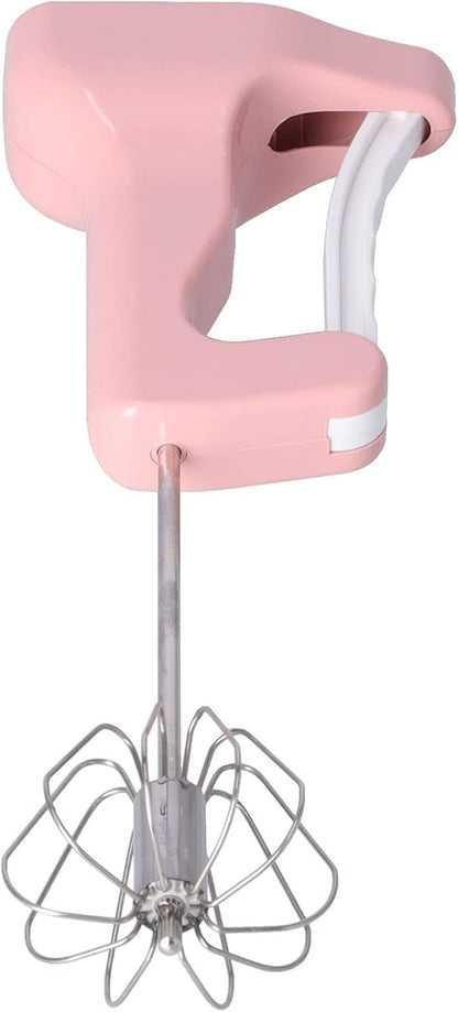 Semi Automatic Egg Beater, 11.8 Inches Handheld Cream Blender with Ergonomic Comfortable Grip, Efficient for Home Kitchen Baking, Stainless Steel ABS Pink