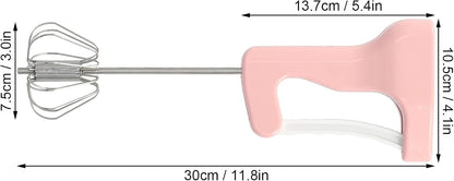 Semi Automatic Egg Beater, 11.8 Inches Handheld Cream Blender with Ergonomic Comfortable Grip, Efficient for Home Kitchen Baking, Stainless Steel ABS Pink