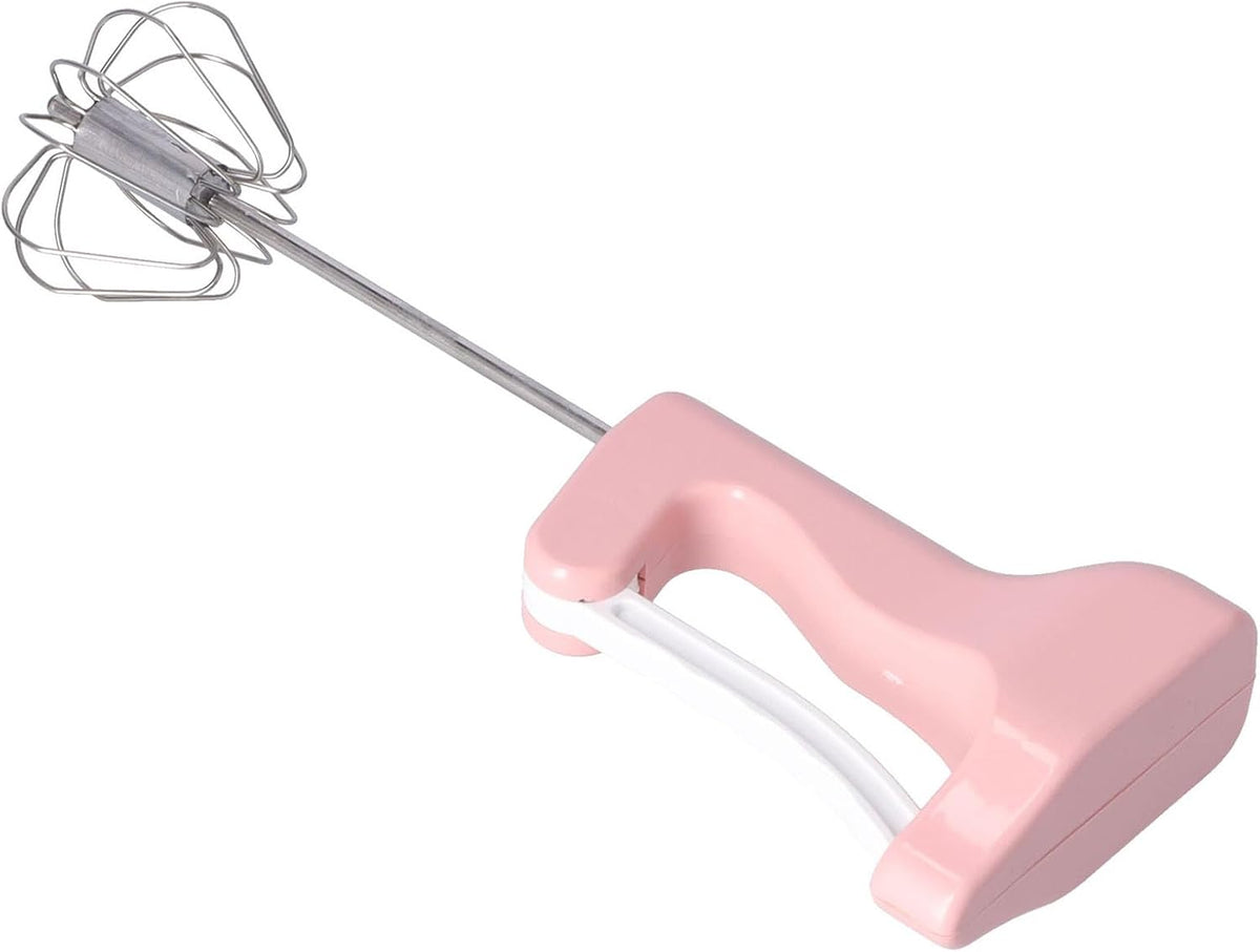 Semi Automatic Egg Beater, 11.8 Inches Handheld Cream Blender with Ergonomic Comfortable Grip, Efficient for Home Kitchen Baking, Stainless Steel ABS Pink