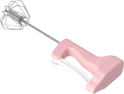 Semi Automatic Egg Beater, 11.8 Inches Handheld Cream Blender with Ergonomic Comfortable Grip, Efficient for Home Kitchen Baking, Stainless Steel ABS Pink