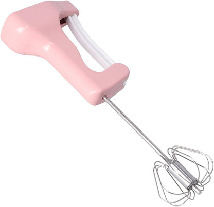 Semi Automatic Egg Beater, 11.8 Inches Handheld Cream Blender with Ergonomic Comfortable Grip, Efficient for Home Kitchen Baking, Stainless Steel ABS Pink