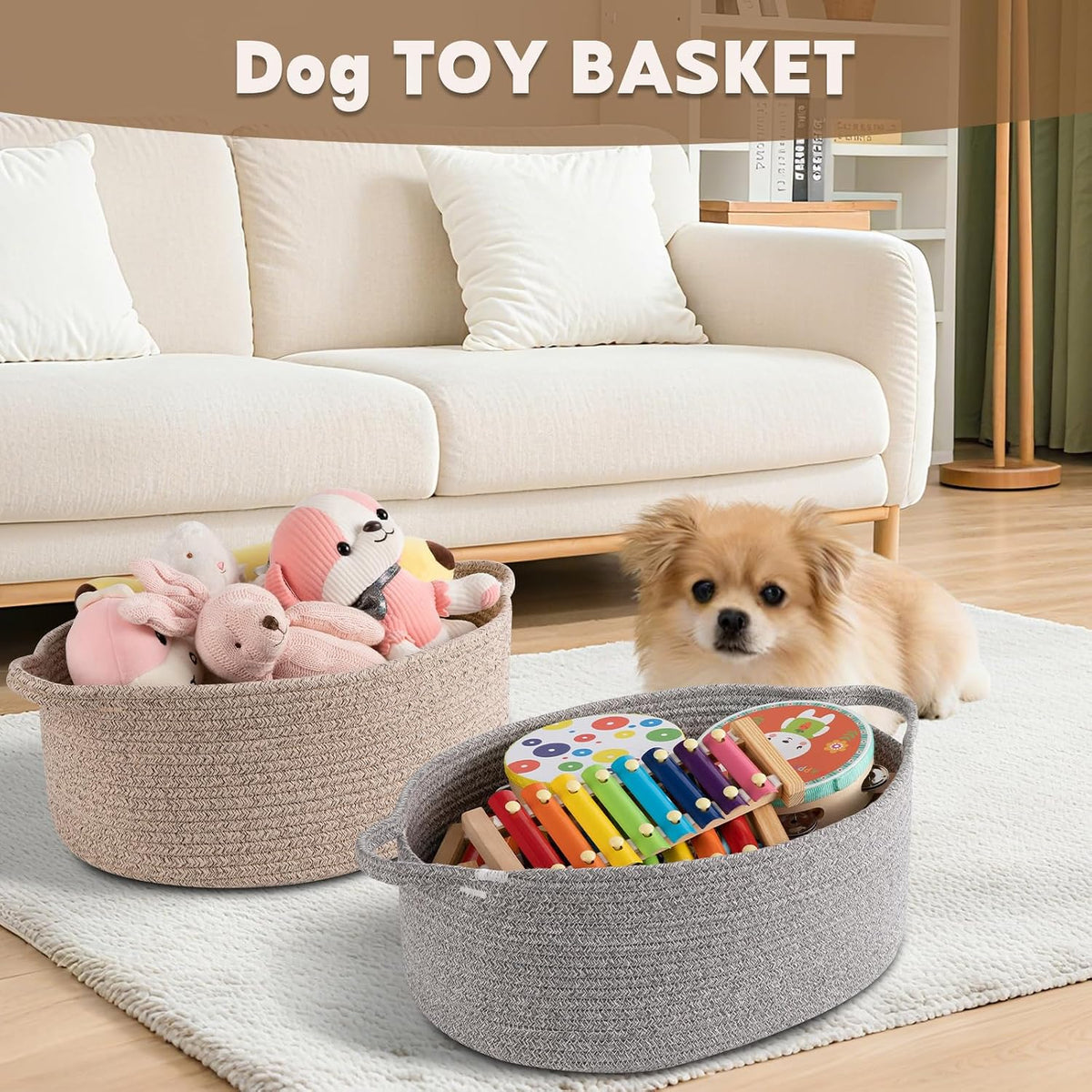 OIAHOMY Large Gift Basket Empty 17" x 12.6" x 7", Storage Basket with Gift Bag, Ribbon and Glitter Tulle for DIY Anytime, Toy Storage for Kids, Dogs with Handles in A Stylish Design - Pink