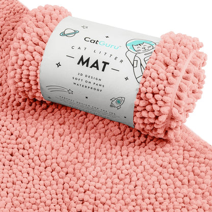 Cat Litter Mat, Medium, Extra Large, XXL, Waterproof Litter Box Mat, Non Slip Kitty Litter Mat, Machine Washable Litter Trapping Mat, Soft Litter Tray, Cat Stuff (Medium, Coral/Heavy-Duty)