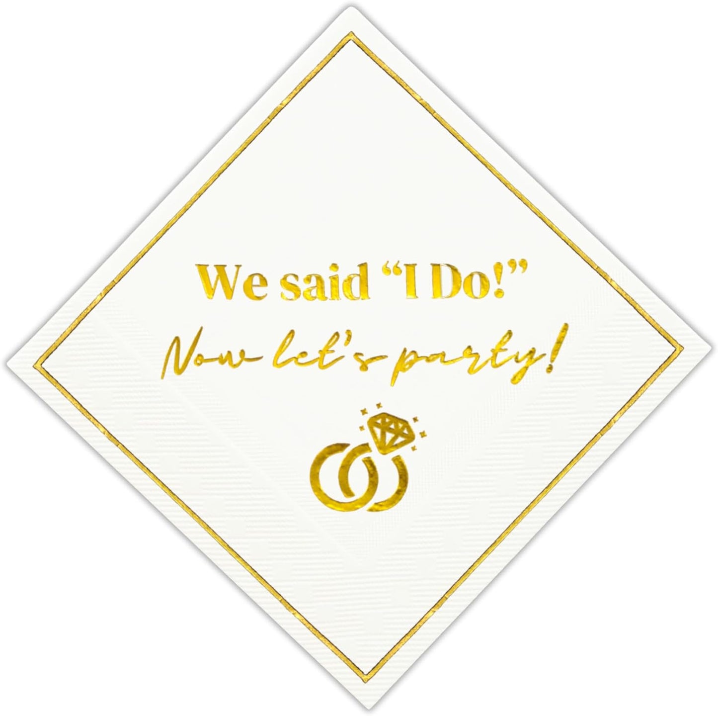 Wedding Cocktail Napkins, Elegant Gold Decorations for Weddings, Disposable Paper Napkin for Reception, Bar, After Party, Dessert Table, 50 Pack