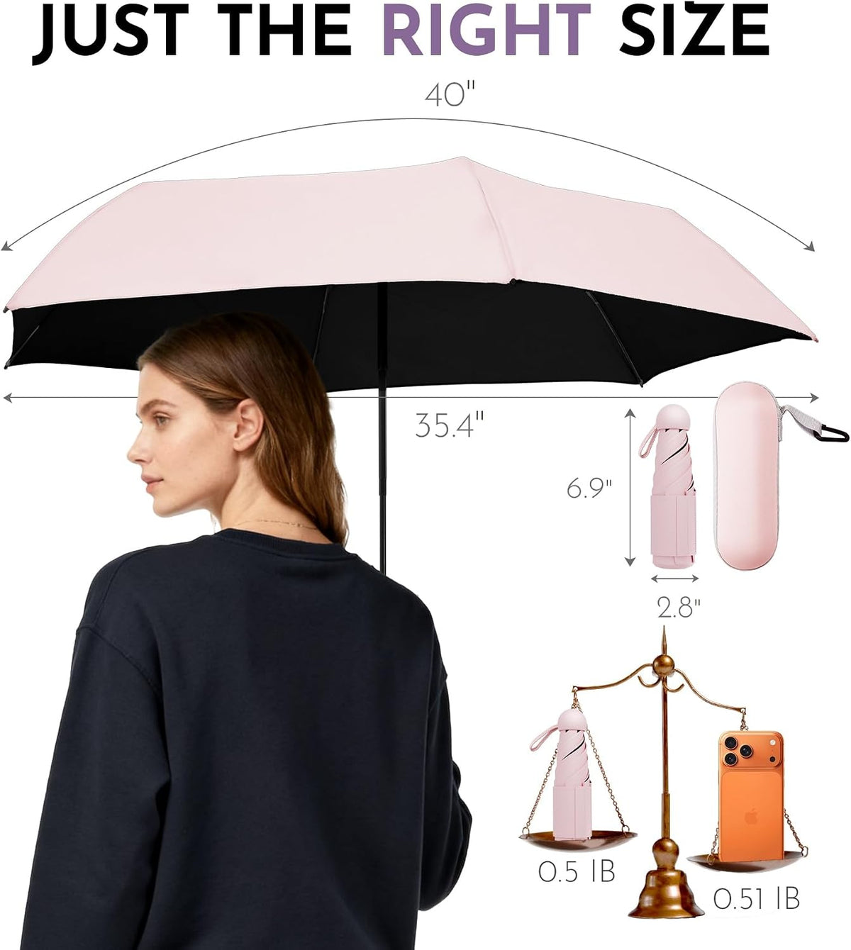 Umbrella Travel Size Mini Umbrella with UPF 100+ UV Rain Protection