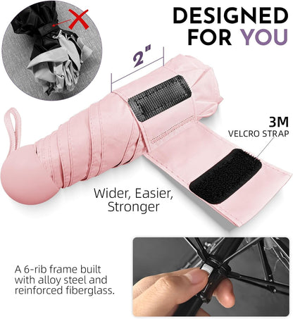 Umbrella Travel Size Mini Umbrella with UPF 100+ UV Rain Protection