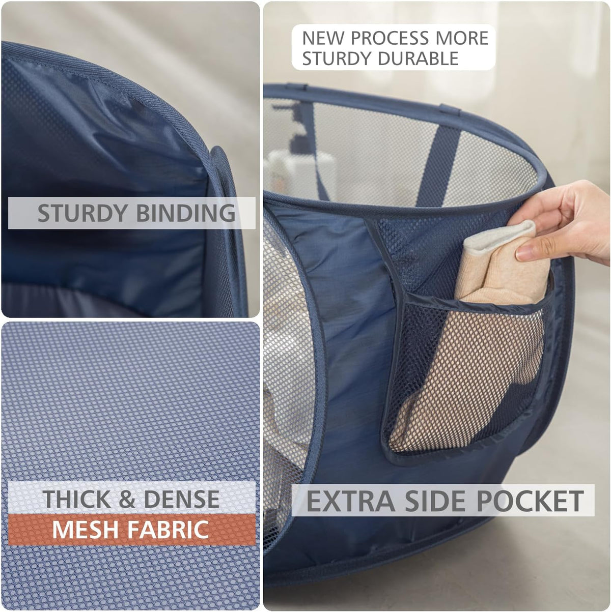 Sturdy Mesh Laundry Hamper Basket Bag,collapsible Pop up for Laundry Room