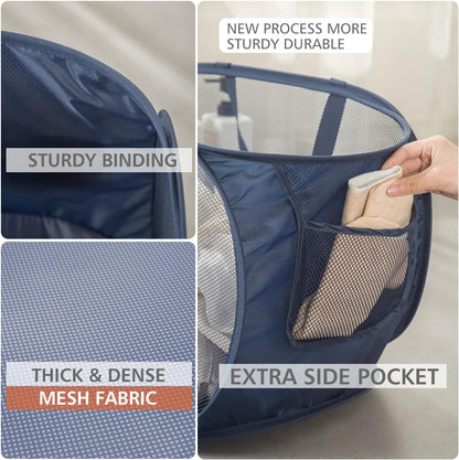 Sturdy Mesh Laundry Hamper Basket Bag,collapsible Pop up for Laundry Room
