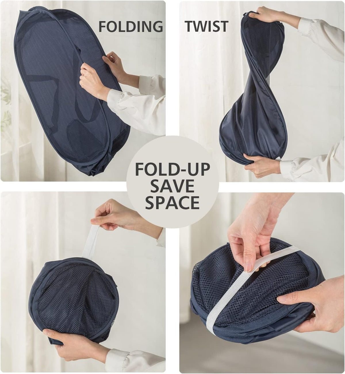 Sturdy Mesh Laundry Hamper Basket Bag,collapsible Pop up for Laundry Room