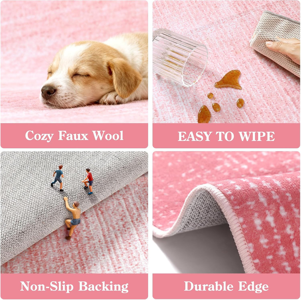 Washable Pink Rug Runners 2x6, Modern Ombre Bathroom Runner Rug, Contemporary Non-Slip Hallway Runner, Gradient Bedroom Girls Carpet Runner for Laundry Room Bath (Pink, 2'x6')