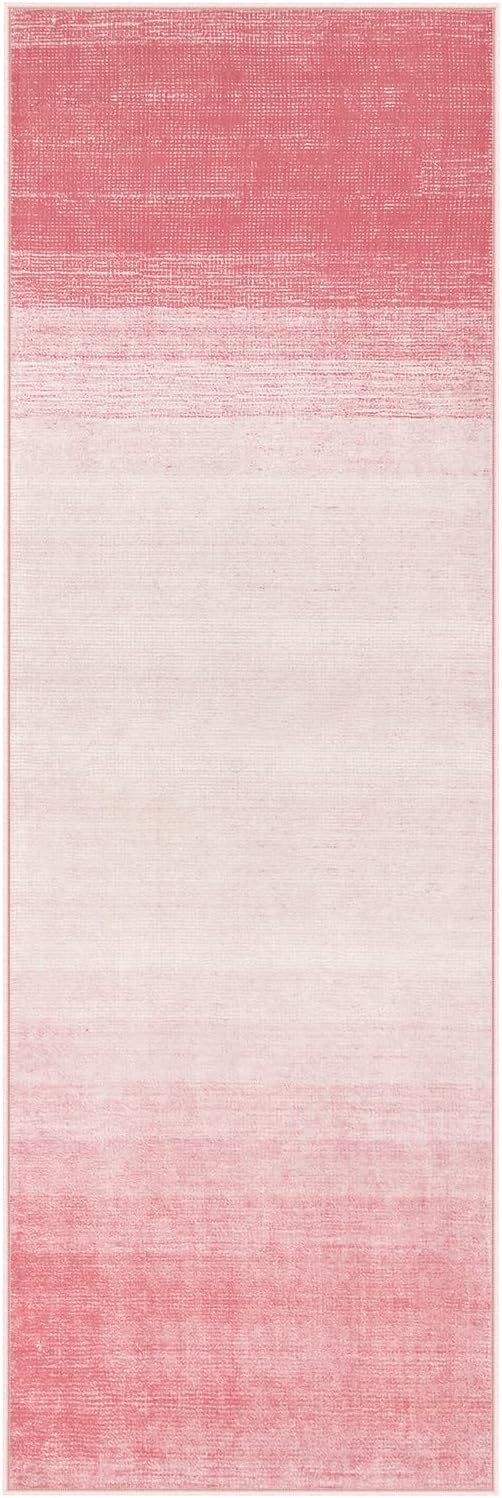 Washable Pink Rug Runners 2x6, Modern Ombre Bathroom Runner Rug, Contemporary Non-Slip Hallway Runner, Gradient Bedroom Girls Carpet Runner for Laundry Room Bath (Pink, 2'x6')