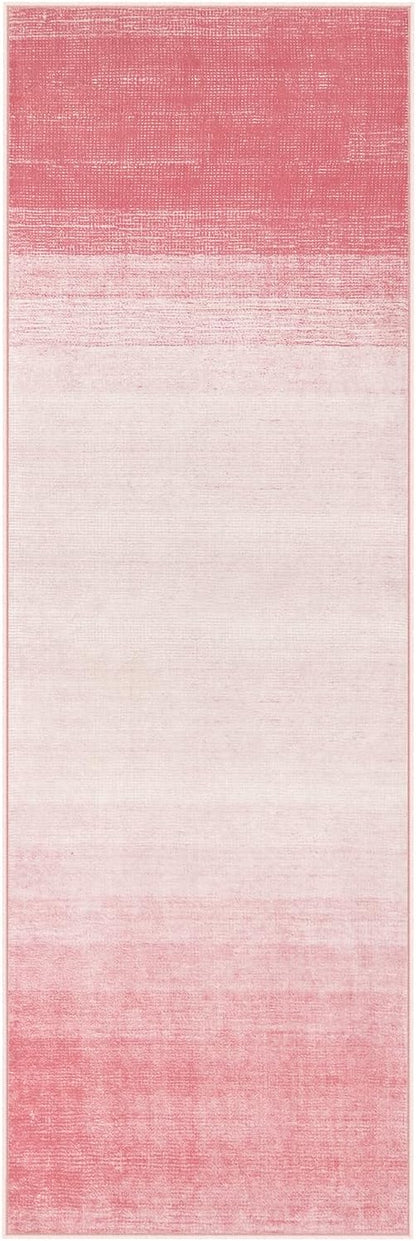 Washable Pink Rug Runners 2x6, Modern Ombre Bathroom Runner Rug, Contemporary Non-Slip Hallway Runner, Gradient Bedroom Girls Carpet Runner for Laundry Room Bath (Pink, 2'x6')