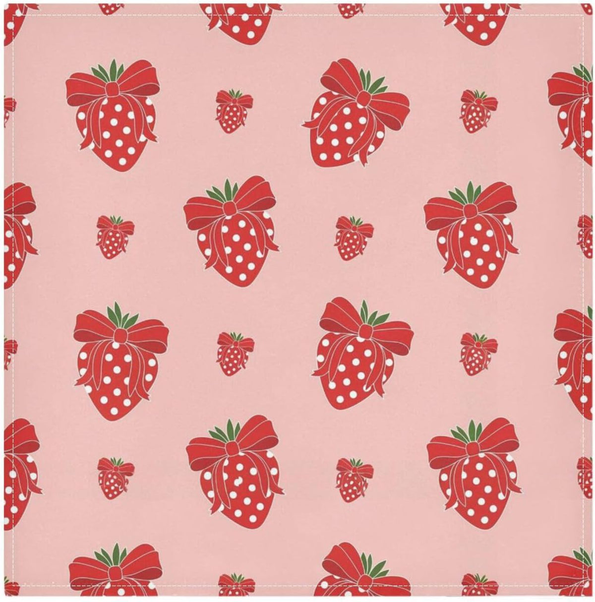 Cloth Dinner Napkin - Bow Tie Pink Strawberry Print Reusable Table Napkins 20x20IN for Hotel Wedding Party Set of 1