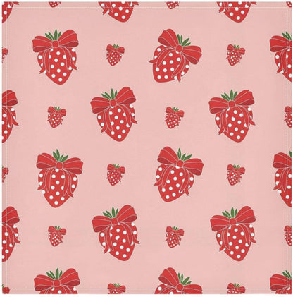 Cloth Dinner Napkin - Bow Tie Pink Strawberry Print Reusable Table Napkins 20x20IN for Hotel Wedding Party Set of 1