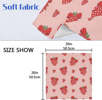Cloth Dinner Napkin - Bow Tie Pink Strawberry Print Reusable Table Napkins 20x20IN for Hotel Wedding Party Set of 1