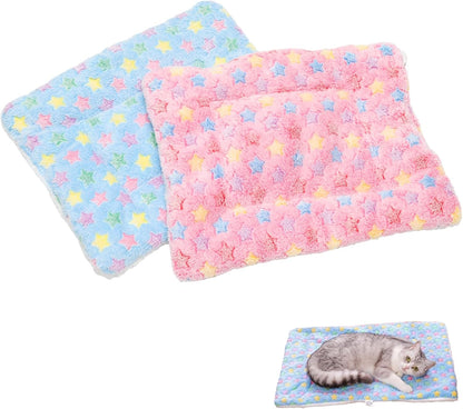2 Pcs Blue & Pink Guinea Pig Bed, Washable Rabbit Bunny Bed Mat