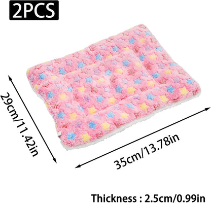 2 Pcs Blue & Pink Guinea Pig Bed, Washable Rabbit Bunny Bed Mat