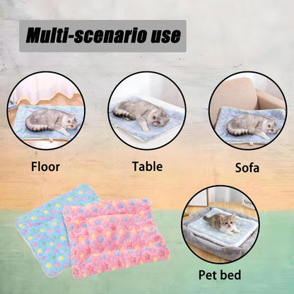 2 Pcs Blue & Pink Guinea Pig Bed, Washable Rabbit Bunny Bed Mat