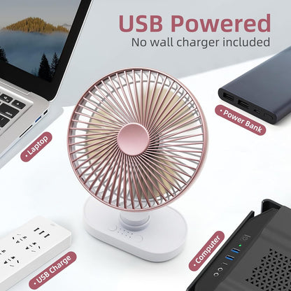 Small Oscillating Fan for Bedroom, 4000mAh Battery Powered Rechargeable Fan, 90° Vertical Manual and 120° Oscillating Desk Fan, 4 Speeds Air Circulator Fans, Quiet Table Fans for Home Office Travel