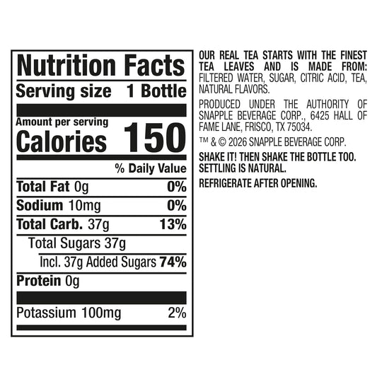 Peach Tea, 16 fl oz recycled plastic bottle, Pack of 12