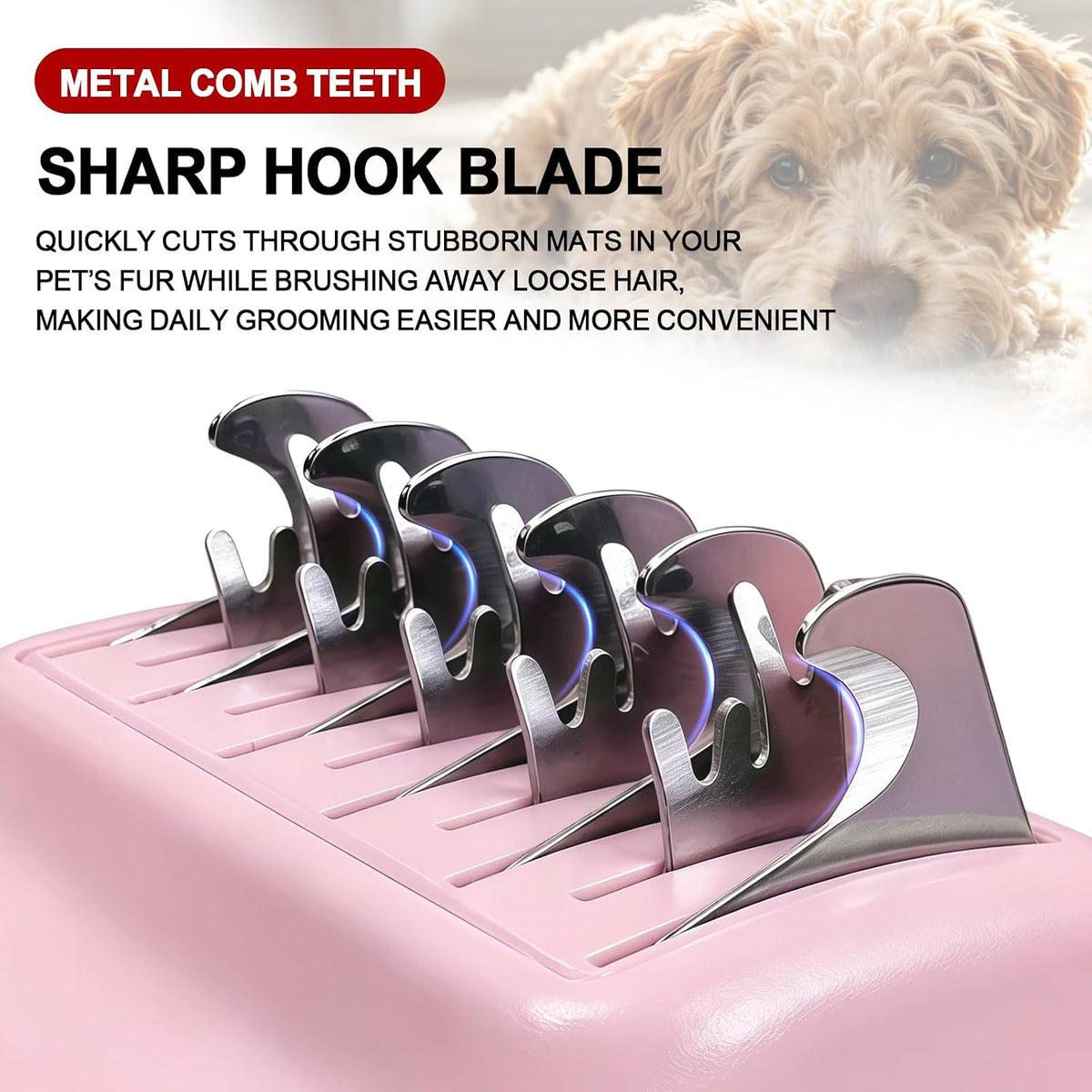 HOP Pink Professional Pet Dematting Comb for Dogs&Cats Matted Fur Remover