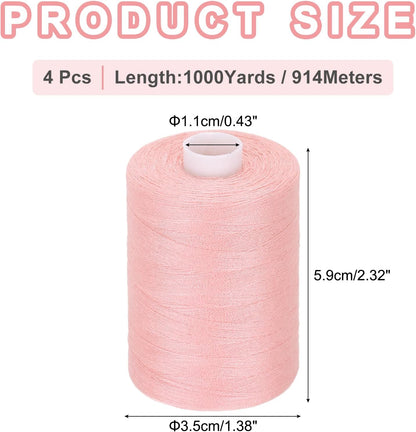 4 Spool Sewing Thread, Pink #1819 1000 Yards/Spool