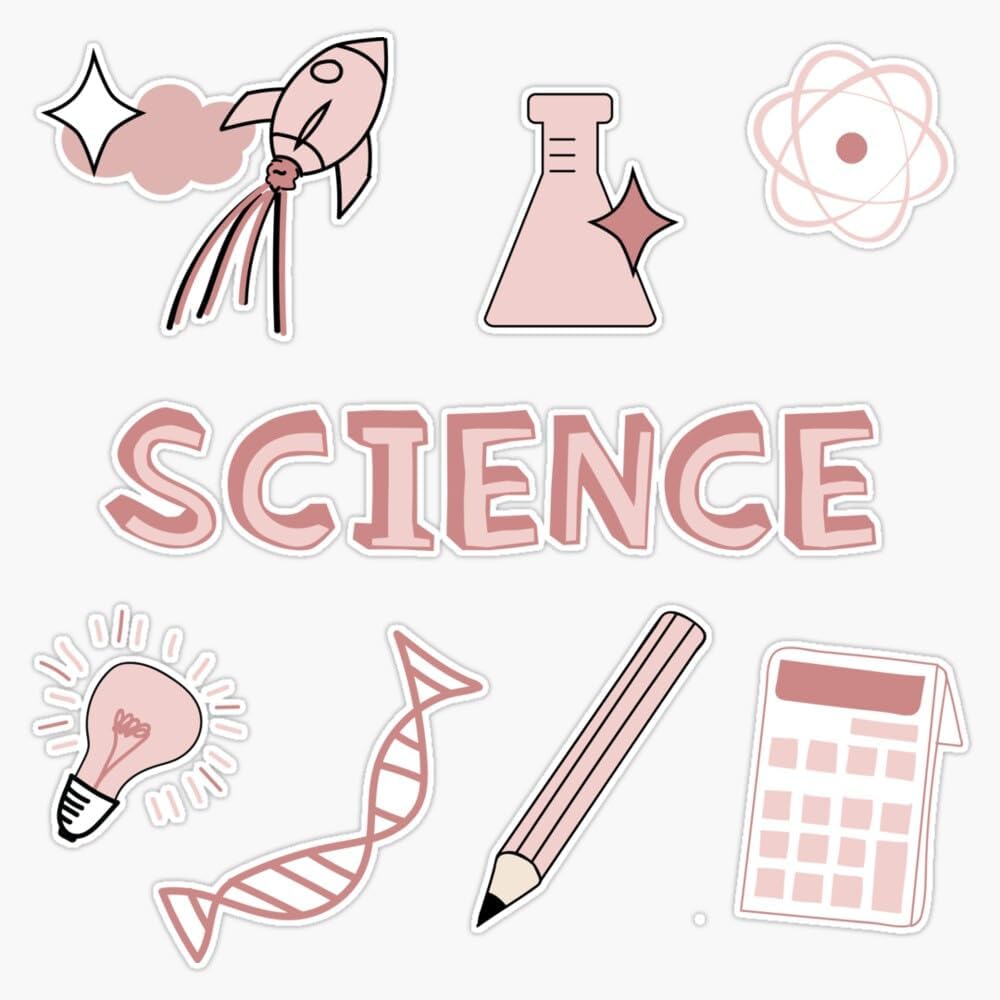 Peach Science School Subject Pack Sticker Vinyl Waterproof Sticker Decal Car Laptop Wall Window Bumper Sticker 5"