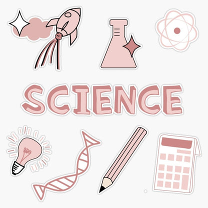 Peach Science School Subject Pack Sticker Vinyl Waterproof Sticker Decal Car Laptop Wall Window Bumper Sticker 5"