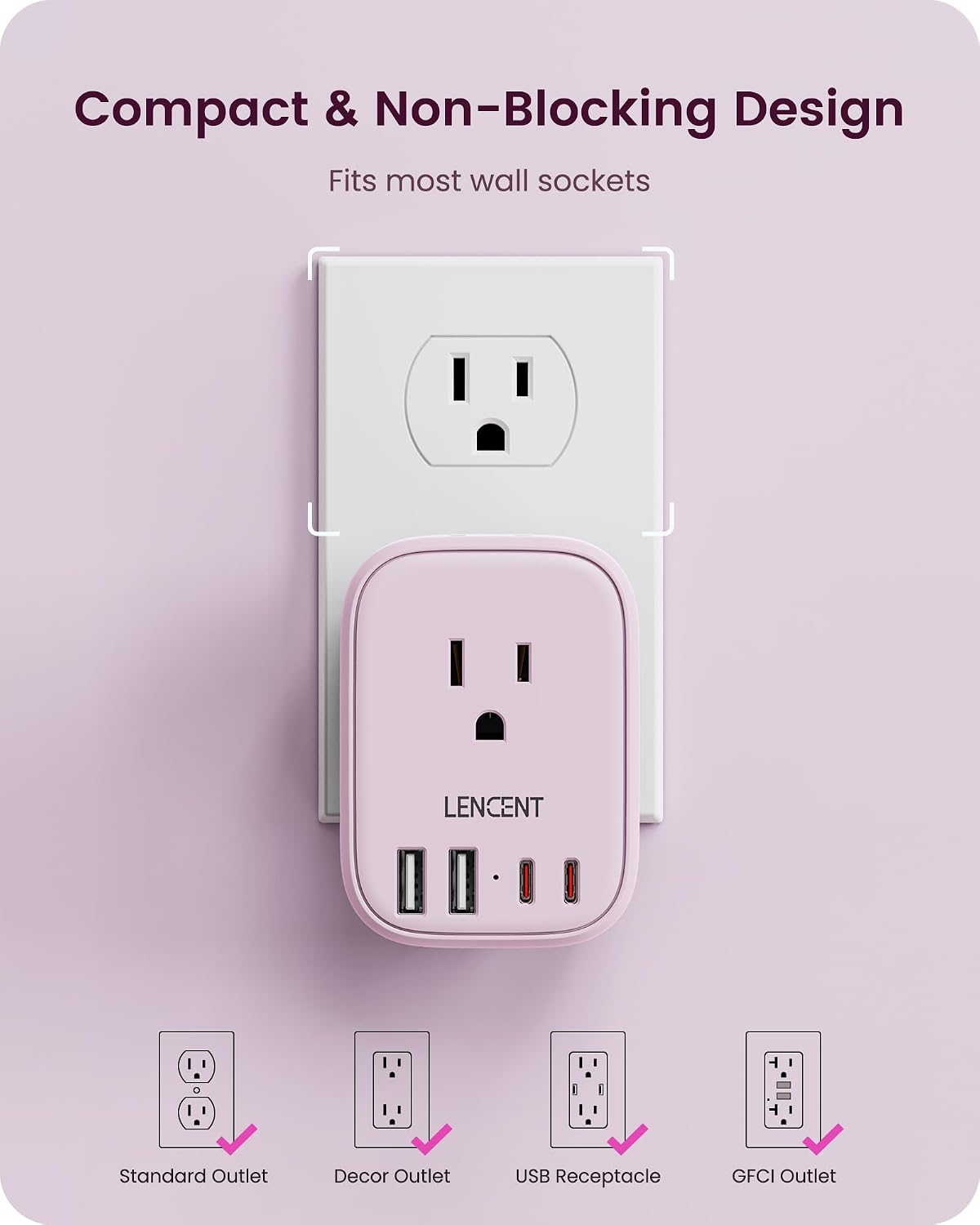 Multi Plug Outlet Extender with USB C, Electrical Outlet Expander