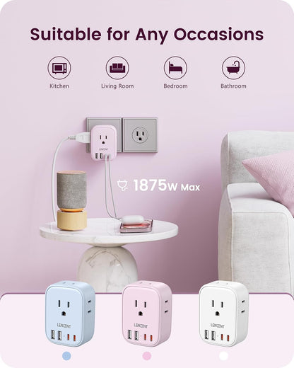 Multi Plug Outlet Extender with USB C, Electrical Outlet Expander