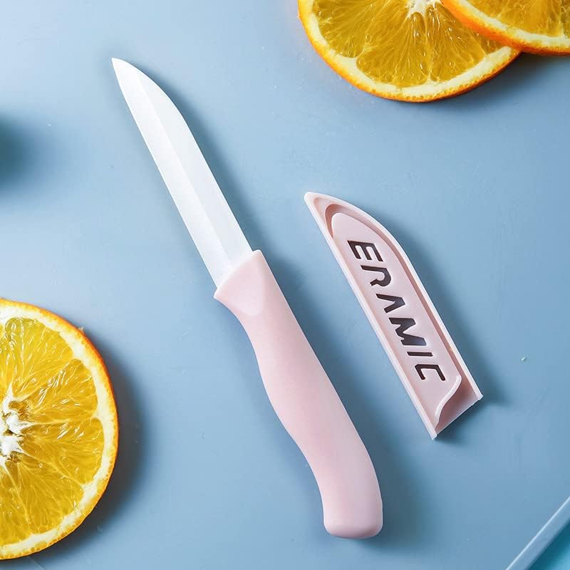 6Pcs Ceramic Paring Knives, Small Vegetable & Fruit Knife, 3" Blade (Pink)