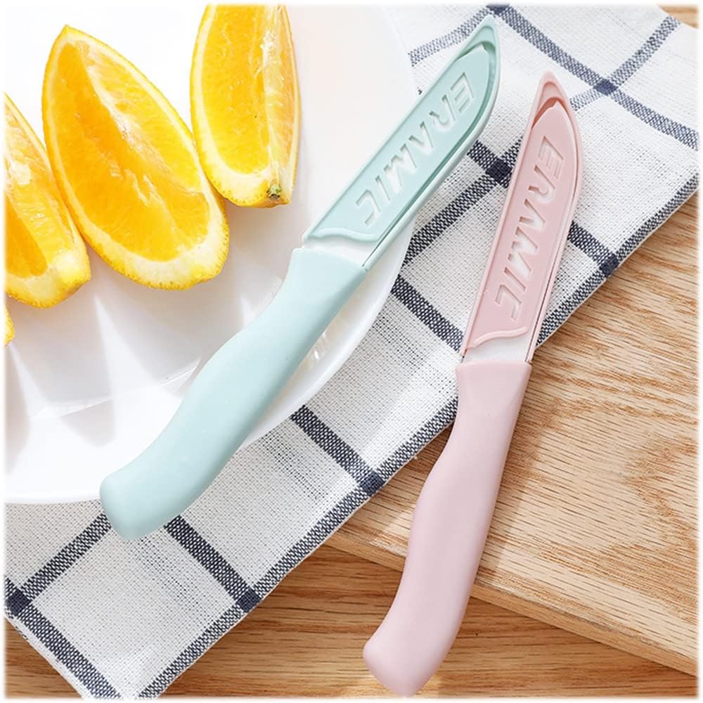 6Pcs Ceramic Paring Knives, Small Vegetable & Fruit Knife, 3" Blade (Pink)