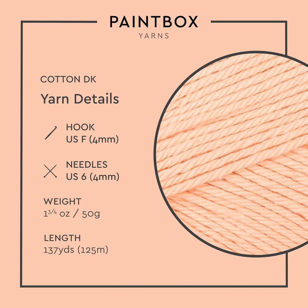 Paintbox Yarns 100% Cotton DK Yarn 1.76oz / 50g, 137yds / 125m