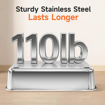 Stainless Steel Cat Litter Box for Small Cats, Odor Free Metal Litter Box with High Sides Lid, Open Top Low Entry Litter Pan Include Scoop Easy Cleaning Kitty Cat Box Anti-Urine Leakage, Non-Sticky