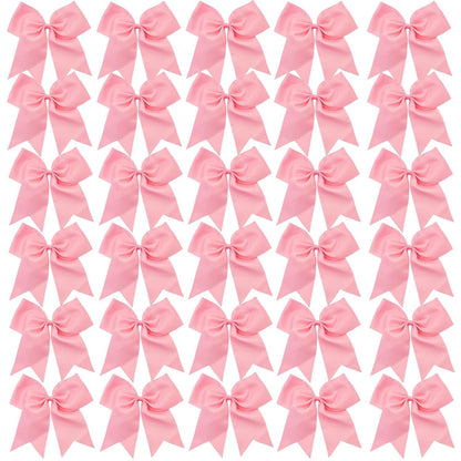 30PCS 8" Large Cheer Bows Hair Bows Ponytail Holder Handmade for Girls Teens Softball Cheerleader Sports (Light pink)