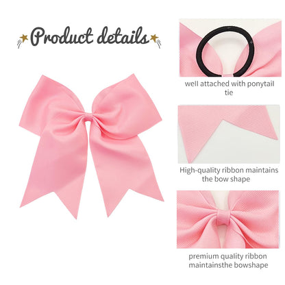 30PCS 8" Large Cheer Bows Hair Bows Ponytail Holder Handmade for Girls Teens Softball Cheerleader Sports (Light pink)